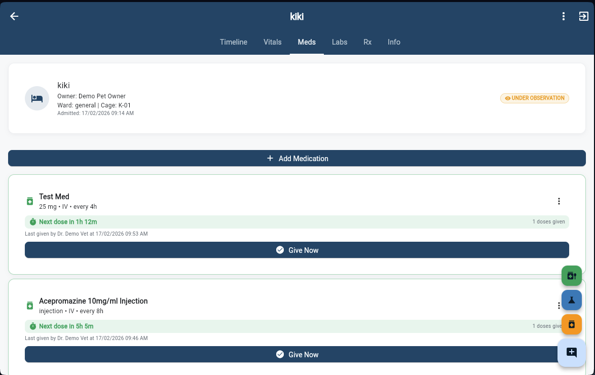 Ward medications with dose countdown timers